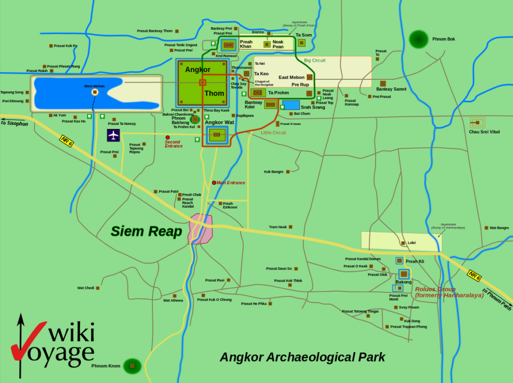 Die Detailkarte von Angkow Wat.